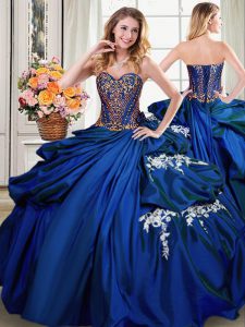 Customized Sweetheart Sleeveless Taffeta 15 Quinceanera Dress Beading and Appliques and Pick Ups Lace Up