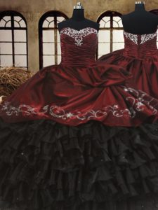 Sweetheart Sleeveless Organza and Taffeta Ball Gown Prom Dress Beading and Embroidery and Ruffled Layers Lace Up