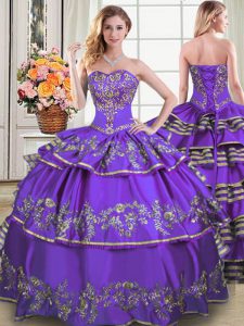 Superior Eggplant Purple Sleeveless Beading and Embroidery and Ruffled Layers Floor Length Quinceanera Dresses
