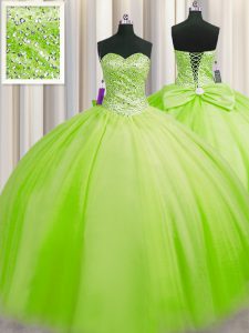 Dynamic Big Puffy Sweetheart Sleeveless Womens Party Dresses Floor Length Beading Tulle