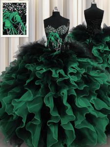 Multi-color Sweetheart Lace Up Beading and Ruffles Quinceanera Gown Sleeveless
