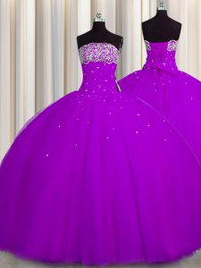 Sophisticated Really Puffy Sleeveless Beading and Sequins Lace Up Vestidos de Quinceanera