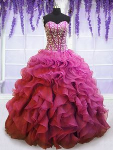 Lovely Sleeveless Beading and Ruffles Lace Up Sweet 16 Quinceanera Dress
