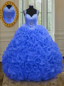 Straps Sleeveless Zipper Vestidos de Quinceanera Royal Blue Organza