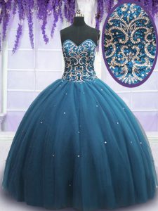 Superior Floor Length Teal Quinceanera Dresses Sweetheart Sleeveless Lace Up