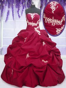 Traditional Floor Length Lace Up Sweet 16 Dress Fuchsia for Military Ball and Sweet 16 and Quinceanera with Appliques and Pick Ups