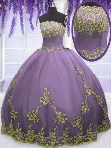 Artistic Tulle Sleeveless Floor Length Sweet 16 Dress and Appliques