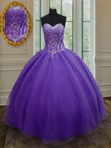 Eggplant Purple 15 Quinceanera Dress Military Ball and Sweet 16 and Quinceanera and For with Beading Sweetheart Sleeveless Lace Up