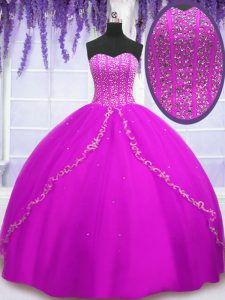 Cheap Floor Length Ball Gowns Sleeveless Fuchsia Ball Gown Prom Dress Lace Up