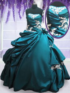 Sleeveless Lace Up Floor Length Appliques and Pick Ups Sweet 16 Dress
