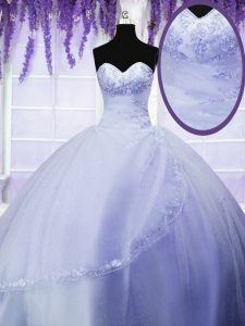 Light Blue Lace Up Sweet 16 Quinceanera Dress Appliques Sleeveless Floor Length