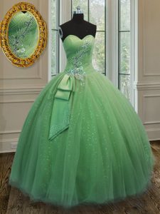 Popular Sleeveless Lace Up Floor Length Beading and Ruching and Bowknot Quinceanera Dress