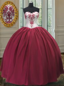 Extravagant Burgundy Sleeveless Taffeta Lace Up 15th Birthday Dress for Military Ball and Sweet 16 and Quinceanera
