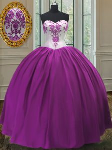 Sweetheart Sleeveless Lace Up Quinceanera Gown Purple Taffeta