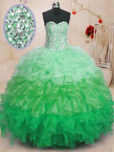 Glorious Multi-color Organza Lace Up Quince Ball Gowns Sleeveless Floor Length Ruffles