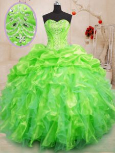 Ball Gowns Sweet 16 Quinceanera Dress Sweetheart Organza Sleeveless Floor Length Lace Up