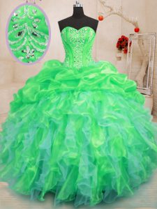 Delicate Floor Length Ball Gowns Sleeveless Green 15 Quinceanera Dress Lace Up