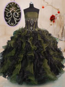 Free and Easy Multi-color Sleeveless Organza Lace Up Quinceanera Dresses for Military Ball and Sweet 16