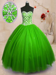 High Class Sleeveless Tulle Lace Up Quinceanera Dresses for Military Ball and Sweet 16 and Quinceanera