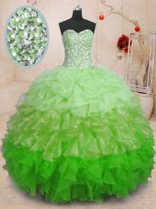 Dramatic Ball Gowns Womens Party Dresses Multi-color Sweetheart Organza Sleeveless Floor Length Lace Up