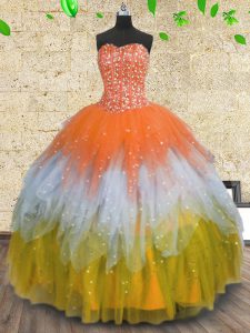 Simple Floor Length Lace Up Quinceanera Gowns Multi-color for Prom and Party with Beading and Ruffles and Sequins
