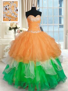 Modern Multi-color Sleeveless Organza Lace Up Vestidos de Quinceanera for Military Ball and Sweet 16 and Quinceanera