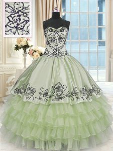 Free and Easy Sweetheart Sleeveless Organza and Taffeta 15 Quinceanera Dress Beading and Embroidery and Ruffled Layers Lace Up