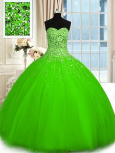 Fantastic Floor Length Quinceanera Gowns Tulle Sleeveless Beading