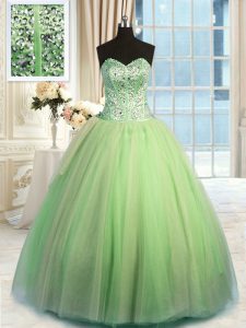 Wonderful Floor Length Ball Gowns Sleeveless Yellow Green Sweet 16 Quinceanera Dress Lace Up
