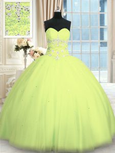 Tulle Sleeveless Floor Length Quinceanera Dama Dress and Appliques