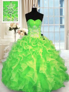 Sumptuous Sweetheart Lace Up Beading Quinceanera Dress Sleeveless