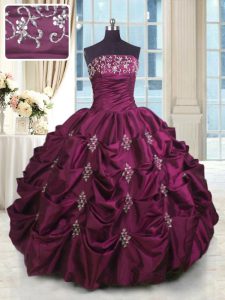 Luxurious Sleeveless Lace Up Floor Length Beading and Appliques and Embroidery and Pick Ups Quince Ball Gowns