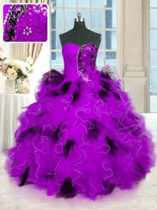 New Arrival Tulle Sleeveless Floor Length Quinceanera Dress and Beading and Ruffles