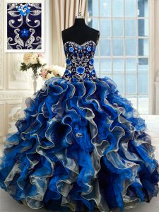 Ideal Multi-color Sleeveless Beading and Ruffles Floor Length Sweet 16 Dress