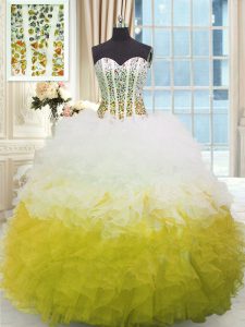 Dramatic Sleeveless Beading and Ruffles Lace Up Sweet 16 Quinceanera Dress