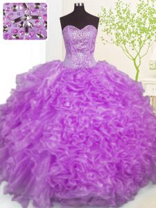 Smart Pick Ups Floor Length Purple Sweet 16 Quinceanera Dress Sweetheart Sleeveless Lace Up