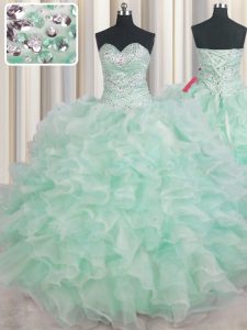 Organza Sleeveless Floor Length Party Dress for Girls and Beading and Ruffles