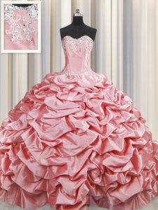 Pick Ups Baby Pink Quinceanera Dress Sweetheart Sleeveless Brush Train Lace Up