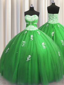 Stylish Sleeveless Tulle Lace Up Sweet 16 Dress for Military Ball and Sweet 16 and Quinceanera