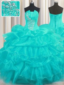 Delicate Sleeveless Beading and Ruffled Layers and Pick Ups Lace Up Vestidos de Quinceanera