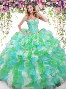 Fitting Floor Length Ball Gowns Sleeveless Multi-color Ball Gown Prom Dress Lace Up