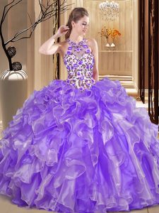 Top Selling Scoop Floor Length Ball Gowns Sleeveless Lavender Quinceanera Gowns Backless