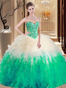 Floor Length Multi-color 15 Quinceanera Dress Sweetheart Sleeveless Lace Up