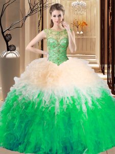 Shining Floor Length Ball Gowns Sleeveless Multi-color 15 Quinceanera Dress Backless