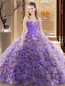 Enchanting With Train Ball Gowns Sleeveless Multi-color Dama Dress for Quinceanera Brush Train Lace Up