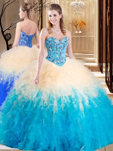 Customized Sweetheart Sleeveless Lace Up Sweet 16 Quinceanera Dress Multi-color Tulle