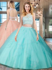 Excellent Scoop Sleeveless Beading and Ruffles Backless 15 Quinceanera Dress