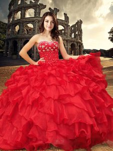 Captivating Organza Sleeveless Floor Length Sweet 16 Quinceanera Dress and Beading and Ruffles