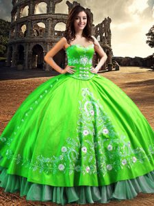 Clearance Off the Shoulder Satin Sleeveless Floor Length Quinceanera Gown and Lace and Embroidery