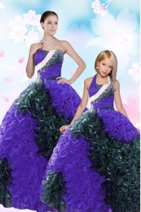 Luxury Sweetheart Sleeveless Taffeta Sweet 16 Quinceanera Dress Sequins and Pick Ups Lace Up